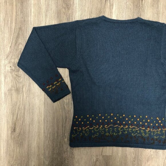 Premium Alpaca Crewneck Sweater Size Small 100% Alpaca Blue Pullover Knit Top - Picture 8 of 11
